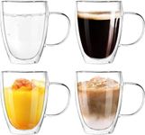 Glass Coffee Mugs 350ml(Set of 4) D