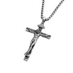 BGCOPPER Sterling Silver Crucifix Pendant Necklace for Men Women, Jesus Cross Necklace for Boy Christmas Gift