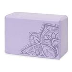 Gaiam Yoga Block - Supportive Latex-Free EVA Foam Soft Non-Slip Surface for Yoga, Pilates, Meditation (Lilac Print)