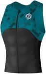 SLS3 Tri Top Men - Sleeveless Mens Triathlon Top - Mens Triathlon Shirt - Triathlon Men Singlet - Premium FX Triathlon Shirts Men, 3 Pockets (Teal, Large)