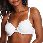 Maidenform Women's One Fab Fit Underwire, Microfiber T-Shirt, Full-Coverage Convertible Bra, White, 38B