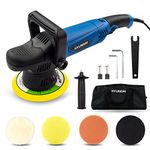 Hyundai 900w Dual Action Polisher Kit - Electric Car Polisher Machine with Variable Speed Control, Corded Buffing Machine for Cars, Vans, Caravans, 4 X 150mm Sponge and Wool Pads