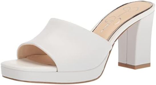 Jessica Simpson Women's Elyzza Slip on Platform Sandal Heeled, Bright White, 8.5