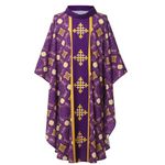 BPURB Clergy Priest Vicar Celebrant Baptism Chasuble Vestments Church Catholic Father Mass Vestments Robe (M, Purple)