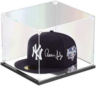 KOLIPI Hat Display Case, Clear Acrylic Hat Box with Mirror Base, Display Case for Baseball Cap, Snapback Caps, Mini Helmet (8.7x7.9x7.1 inch, 22x20x18 cm)