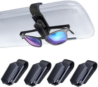 Veharvim One-Handed-Operation Sunglasses Holder for Car, Visor Sunglass Holder Clip, Car Accessories Interior, Universal Fit Silicone Padded Visor Sunglass Holder Car, Unmatched Durability