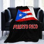 Fleece Blanket Puerto Rico Flag Plush Throw Fuzzy Super Soft Reversible Microfiber Flannel Blankets 80"x60"