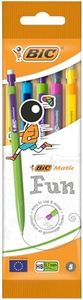BIC Matic Fun Mechanical Pencil Set - HB 0.7mm Retractable Pencils with Rubbers on the End - Mixed Colours Pack of 5