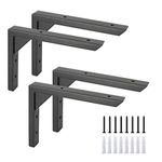 OVOV Heavy Duty Brackets 8inch Set of 4 Wall Mount Triangle Shelf Brackets Black Iron Shelf Brackets with Screws Sturdy Shelf Supports (Black 4pcs) 8inch