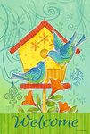 Toland Home Garden Blue Bird House-Decorative Colorful Spring Summer Welcome House Flag