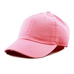 Kids Washed Low Profile Cotton and Denim UPF 50+ Plain Baseball Cap Hat, 0. Light Pink, 6-9 Years