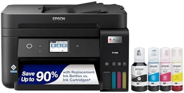 Epson EcoTank ET-4850 Wireless All-in-One Cartridge-Free Supertank Printer with Scanner, Copier, Fax, ADF and Ethernet – The Perfect Printer Office - Black