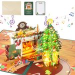 Criamolo Musical Christmas Card,3D Pop Up Christmas Gift Greeting Cards with Light and Music,Lighting Fireplace LED Christmas Tree Card for Women Men Kids Husband Wife and Christmas Holiday