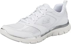 Skechers Women's Flex Appeal 4.0 Active Flow Sneaker,White Leather/Mesh/Trim, 7 UK