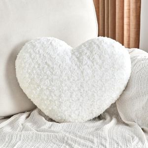 IREMATE Heart Pillow White Throw Pillows, Soft Fluffy Decorative Pillows for Bed Couch Chair, Cute Heart Shaped Room Decor Gifts for Valentine Anniversary Birthday Mothers Christmas (Medium, 20"x15")