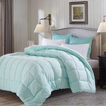 EVOLIVE All Season Pre Washed Soft Microfiber White Goose Down Alternative Comforter (Mint, Full/Queen)