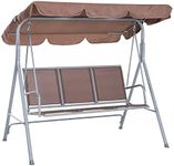 Outsunny 3-Seater Patio Swing, Outdoor Swing Chair, A Frame Porch Swing with Canopy Garden Hammock Glider Bed, Brown