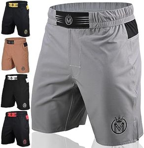 MoneyFyte MMA Shorts & BJJ Shorts Men, UFC Grappling Fight Shorts for Boxing, Kickboxing, Muay Thai 7" Cross Training Workout Grey