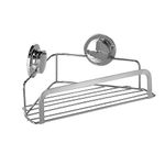 Croydex Stick 'N' Lock Adhesive Corner Shower Caddy - No Drill Shelf for Shower or Bathroom with Sticky Pad, 5 Year Rust Free Guarantee with Chrome Plated Mild Steel