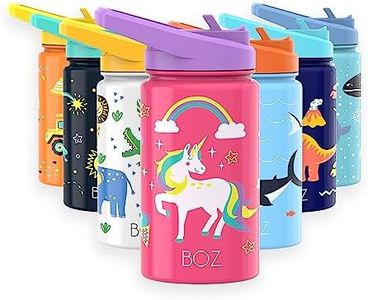 BOZ Kids Insulated Water Bottle with Straw Lid - Stainless Steel Vacuum Double Wall Toddler Water Bottle, 14 oz (414ml) Scratch-Resistant BPA-Free and Dishwasher-Safe Kids Water Bottle (Unicorn)