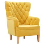MODERN WAVE Ansily Velvet Solid Wood Upholstered Arm Chair Sofa Bench Sofa Couch Wingback Chair High Back Wing Chair Cushioned Lounge Single Seater Chair for Living Room Office Bedroom in Yellow.