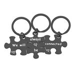 bobauna We Will Always Be Connected Puzzle Keychain Set Of 3 Long Distance Gift For Best Friends Sisters (always be connected black)