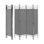 Multigot 4 Panel Room Divider, Folding Protective Screens, Movable Partition Privacy Separator for Living Room Bedroom Office (Grey)