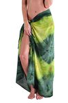 INGEAR Beach Long Batik Sarong Womens Swimsuit Wrap Cover Up Pareo with Coconut Shell Included (Dark Green)