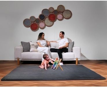 HugB Baby Play Mat - Premium Extra Thick Non‑Slip Modern Rug for Kids & Toddlers - Tummy Time Mat for Floor -Safe Soft Game Area for Baby - Yoga & Stretching - OEKO-TEX Certified - Gray 150*200*3cm