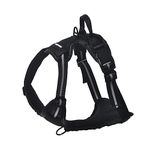 Amazon Basics No-Pull Adjustable Soft Padded Dog Vest Harness with Reflective Stripes, Black, Large