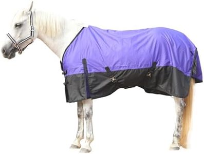 Gallopoff 600 Denier Rip-Stop Horse Rain Sheet Lightweight Waterproof and Breathable Turnout Horse Blanket (No Fill) Violet/Black 72