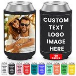 Personalized Can Sleeve Beer Coolers 40pcs Bulk Custom Can Cooler with Photo Logo Customized Insulated Beverage Bottle Holder for Party Weddings Fishing Picnics