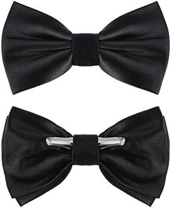 Geyoga 2 Packs Bow Ties for Men Bow Ties Boys Bow Tie Costume Bow Ties Solid Clip on Bow Tie for Wedding Party(Black), Black