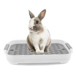 NIDONE Rabbit Litter Box,Small Animal Litter Cage Potty Trainer Corner Litter Bedding Box,Rabbit Litter Tray 2 Tier Rabbit Litter Box Plastic Rectangular Bunny Pet Toilet 9.65X14.37X1.97 Inch