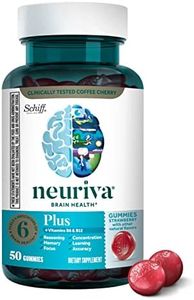 NEURIVA Plus Brain Supplement For Memory, Focus & Concentration + Cognitive Function with Vitamins B6 & B12 and Clinically Tested Nootropics Phosphatidylserine and Neurofactor, 50ct Strawberry Gummies