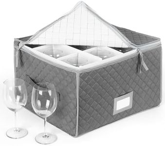 Stemware Storage Case - Holds 12 Wine Glasses or Crystal Glassware with Label Holders and Fully Padded Inside - 16" x 13" x 10"H - Gray - Hard Sides and Stackable