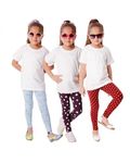 NIK & KNIT Premium Stretchable Printed Leggings for Girls/Kids | Combo Legging | Multi Purpose Bottom Wear (Top/Tshirt NOT Included) (Pack of 3 Leggings) (10 Years - 12 Years, Multi Colour 124)