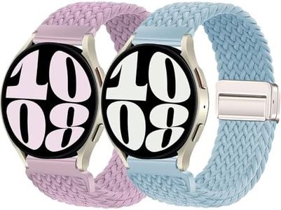 2 Park 20mm Braided Magnetic Bands for Samsung Galaxy Watch 7/FE/6/5/4 Band 40mm 44mm/Galaxy Watch 6 Classic Bands 47mm 43mm/Watch 4 46mm 42mm Women/men,Stretchy Nylon Sport Strap for Samsung Watch 5 pro 45mm/3 41mm/Active 2