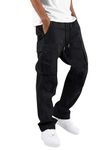 Vogaan Casual Solid Men's Regular Cargo Pants with Multiple Pockets | Cotton Cargos for Men | Men Cargo Pants (Black_34)