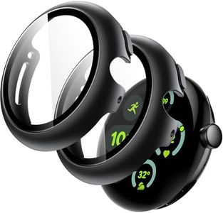 JETech Case with Screen Protector for Google Pixel Watch 3/2/1 41mm, Built-in 9H Tempered Glass Film Hard PC Bumper Full Coverage Protective Cover, 2-Pack (Black/Black)