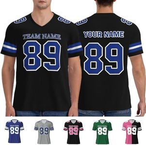 Custom Football Jersey for Men Personalized Sports Uniform Black Blue Shirt Costume Create Your Own Printed Team Name & Number