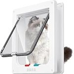 Medium-Large Cat Door,4 Way Locking Large Cat Door for Interior Doors and Exterior Doors,Weatherproof Pet Door for Cats(Outer Size 8.46" x 8.26")(M, White)