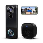 Wireless Video Doorbell Camera with Chime, 1080P HD Smart Door Bells Camera with Voice Changer, PIR Motion Detection, Night Vision, 2-Way Audio, IP66, 2.4G WiFi, Battery Powered,Works with Alexa