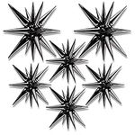 BlingABC 6Pack Black Explosion Star Foil Balloons,Large 14 Point Cone Magic Starburst Balloons for Wedding Anniversary Backdrop Birthday Party Decorations Supplies(27 & 22 inch)