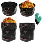 Excello 4-Pack 72 and 63 Gallon Reusable Heavy Duty Gardening Waste Bag Set with Gloves (Black)