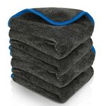 Auto Hub Heavy Microfiber Cloth for Car Cleaning and Washing, Double Sided, Extra Thick Plush Microfiber Towel Lint-Free, 800 GSM (Size 60cm x 40cm)/Pack of 4, Color:-Grey Car Cleaning Cloth