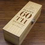 English Pewter Company Sheffield, England Unique Personalised 60th Birthday Gift - Luxury Wooden Wine or Champagne Box Satin Lined [HING08]