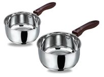 Vinod Stainless Steel Milkpan/Saucepan Set of 2-1 Litre and 1.6 Litre,Tea/Chai Pan,Riveted Sturdy Bakelite Handle,Induction and Gas Base 2 Year Warranty