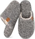 EverFoams Women's Fuzzy Slip-on Slippers Warm Cozy Soft Lightweight Memory Foam Indoor House Shoes Light Gray, 11-12 US