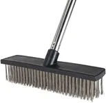 Xifando Heavy-Duty Push Broom Brush - Perfect for Bathroom, Kitchen, Patio, Garage, Deck, Concrete, Wood, Stone, and Tile Floors (10.6" Stainless Steel Bristle-Black)